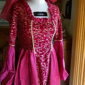 Renaissance dress size small red velvet and gold